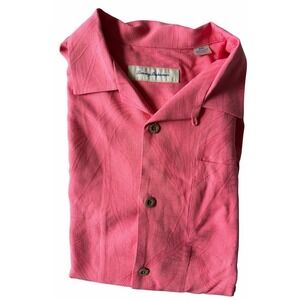 TOMMY BAHAMA Men's Silk Blend Coastal Island Short Sleeve Button Down Medium